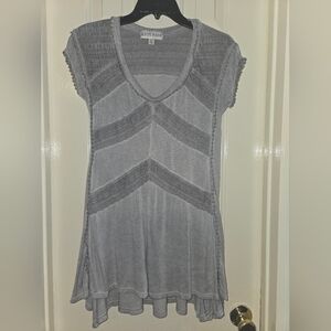 Knox Rose Charcoal Lace Accent Tunic